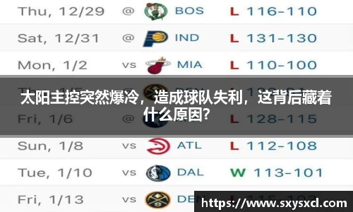 太阳主控突然爆冷，造成球队失利，这背后藏着什么原因？